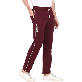 Leebonee Men's PC Terry Solid Wine Track Pant with Side Zip Pockets and Back Pocket