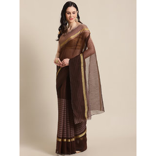                       Sharda Creation Women's Maroon Washed With Blouse Saree                                              