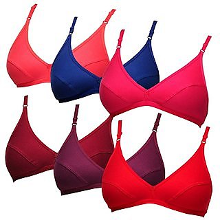                       Minha Multicolor Non- Padded Bra Pack of 6 Pc Set Combo                                              