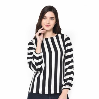 Girls black and white striped outlet top