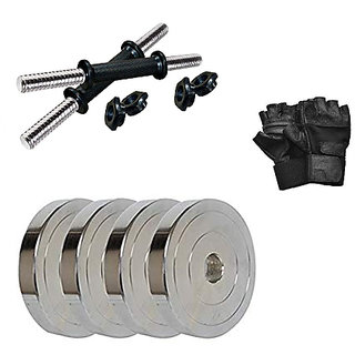                       PROTONER  8 KG Steel Dumbells Sets, Steel Plates with Dumbells Rods with Leather Gym                                              