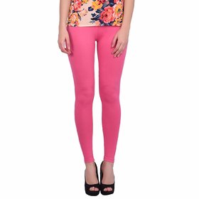 COTTON LYCRA WOMEN'S LEGGINGS STRETCHABLE FREE SIZE  (PINK)