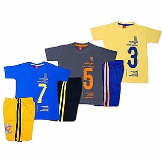 Ezee Sleeves Combo of Boys T-Shirts and Shorts - Pack of 3