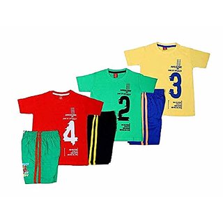Ezee Sleeves Combo of Boys Shorts and T-Shirt  T-Shirt Shorts Set for Boys  Cotton Tshirt and Shorts Combo - Pack of 6