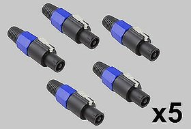 5 pc Speakon 4 Pin Connector Male Professional Speaker Audio Cable Plug Pole