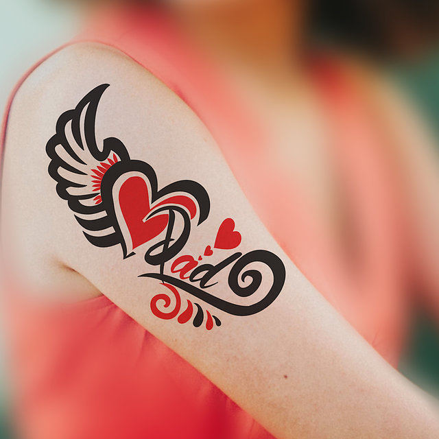 Buy Heart Wing with Mom Dad Tattoo Temporary Body Waterproof Boy and Girl  Tattoo ST26 Online - Get 64% Off
