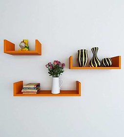 onlinecraft wooden wall shelf ( ch930) orange ( U rack shelf)