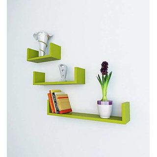 onlinecraft wooden wall shelf (ch89) black ( u rack shelf)