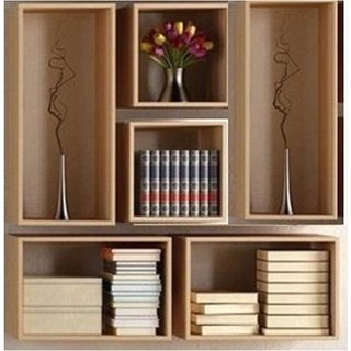                       onlinecraft wooden wall book rack shelf (c2470) brown                                              