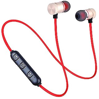 Wireless Magnetic Red Bluetooth In the Ear Headset With Mic