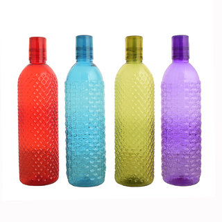                       Sparkle Unbrakable Plastic Water Bottles Set of 4 Multicolor                                              