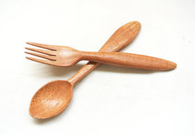Agri club Neem Wood Spoon  Fork Set  Handmade  100 Natural