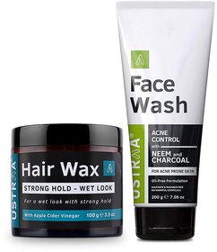 Hai Wax - Wet Look 100 g and Face Wash (Neem and Charcoal) 200 g