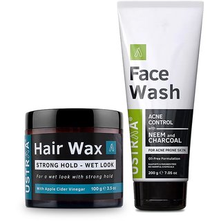 Hai Wax - Wet Look 100 g and Face Wash (Neem and Charcoal) 200 g