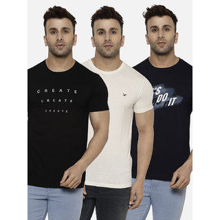 Cape Canary Men's Multi-Colored Cotton Printed T-shirt (Pack of Three)