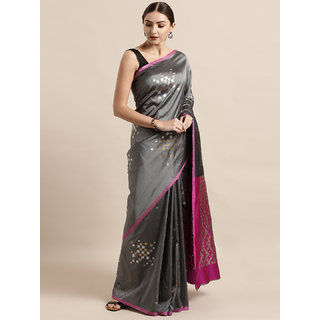 Vastranand Grey Silk Blend Woven Design Banarasi Saree Vastranand Grey Silk Blend Woven Design Banarasi Saree