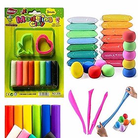 12 Air Drying Modeling Clay+ 8 Pieces Clay with 2 Molds