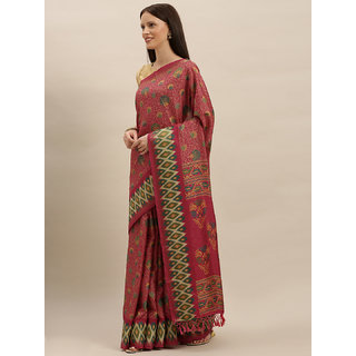 Meia Pink Linen Blend Printed Pochampally Saree Meia Pink Linen Blend Printed Pochampally Saree