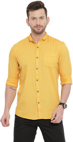Seta Men's Yellow Plain Slim Fit Shirts