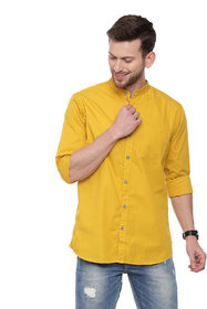 Seta Men's Yellow Plain Slim Fit Shirts