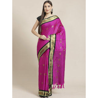                       Sharda Creation Women's Pink Embellished With Blouse Saree                                              