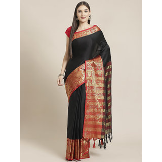 Sharda Creation Women's Black Embellished With Blouse Saree Sharda Creation Women's Black Embellished With Blouse Saree