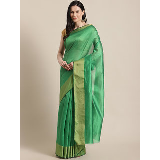                       Sharda Creation Women's Green Washed With Blouse Saree                                              