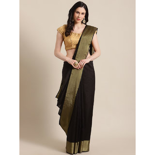                       Sharda Creation Women's Black Washed With Blouse Saree                                              
