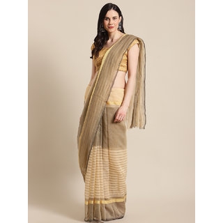                       Sharda Creation Women's Brown Washed With Blouse Saree                                              