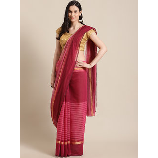                       Sharda Creation Women's Pink Washed With Blouse Saree                                              