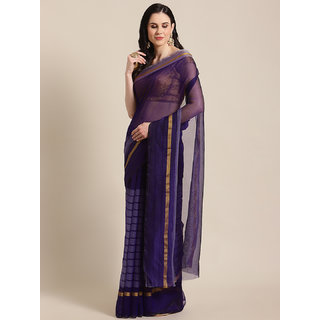                       Sharda Creation Women's Blue Washed With Blouse Saree                                              