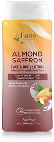 Lass Naturals Almond Saffron Face Body Lotion Intensive Nourishment Care -100ml