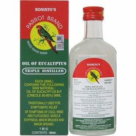 Parrot Brand Bosistos Oil of Eucalyptus Triple Distilled 56ml for External Use Only Imported product