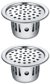 Drizzle Anti Cockroach Trap 5 Inch Round Stainless Steel With Chrome Finish - (Pack of 2 Pieces)