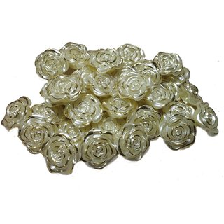 De-Ultimate Pack of 100 Gram (45 Pcs) Golden Shell ABS Flower Pearl Moti Bead Stone Embroidery Craft Material
