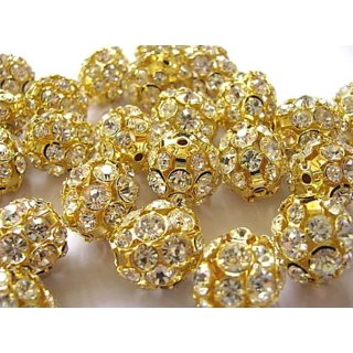 De-Ultimate (Pack of 75 Pcs) Golden Metal 10mm Jarkan Moti Balls Pearl Bead Stone Embroidery Craft Material