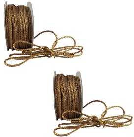 De-Ultimate Set of 2 (18 Mtr) Golden Resham Zari Twisted Fancy Thread Dori Lace for Tailoring Sewing Bead Art