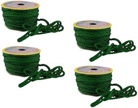 Uniqon Set Of 4 (18 Mtr) Green Resham Zari Twisted Fancy Thread Dori Lace for Tailoring Sewing Bead Art