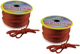 Uniqon Set Of 2 (18 Mtr) Orange Resham Zari Twisted Fancy Thread Dori Lace for Tailoring Sewing Bead Art