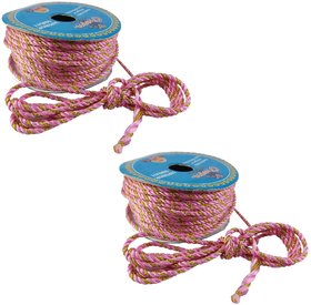 Adhvik Set Of 2 (18 Mtr) pink Resham Zari Twisted Fancy Thread Bal Dori Lace for Tailoring Sewing Bead Art