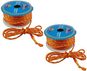 Adhvik Set Of 2 (18 Mtr) Orange Resham Zari Twisted Fancy Thread Bal Dori Lace for Tailoring Sewing Bead Art