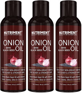 Nutriment Red Onion Black Seed Hair Oil 60ml, Suitable for All Hair Types, Combo Pack of 3