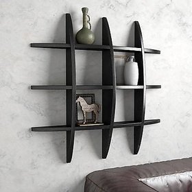 oninecraft wooden wall shelf ( ch1837) black ( T RACK SHELF)