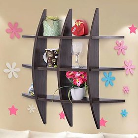 onlinecraft wooden wall shelf (ch1991) brown ( T RACK SHELF)