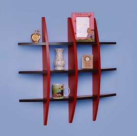 onlinecraft wooden wall shelf (ch1857) red ,black  ( T RACK SHELF)