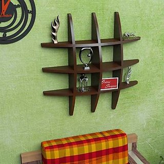                       onlinecraft wooden wall shelf (ch2056) brown ( T rack shelf)                                              
