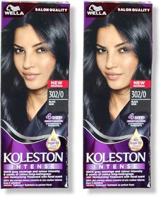 Wella Koleston Hair Color Creme - 302/0 Black - 50ml (Pack Of 2)