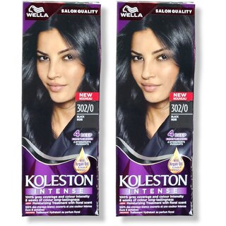                       Wella Koleston Hair Color Creme - 302/0 Black - 50ml (Pack Of 2)                                              