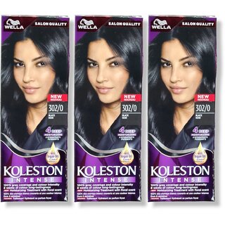                       Wella Koleston Hair Color Creme - 302/0 Black - 50ml (Pack Of 3)                                              