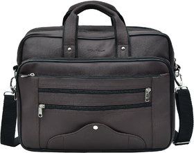 AQUADOR laptop cum messenger bag with brown faux vegan leather(AB-S-1447-Brown)